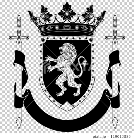 Medieval Coat of Arms with rampant lion 119013886