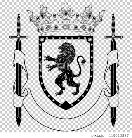 Medieval Coat of Arms with rampant lion 119013887