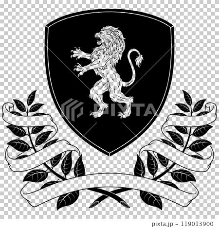 Medieval Coat of Arms with rampant lion 119013900