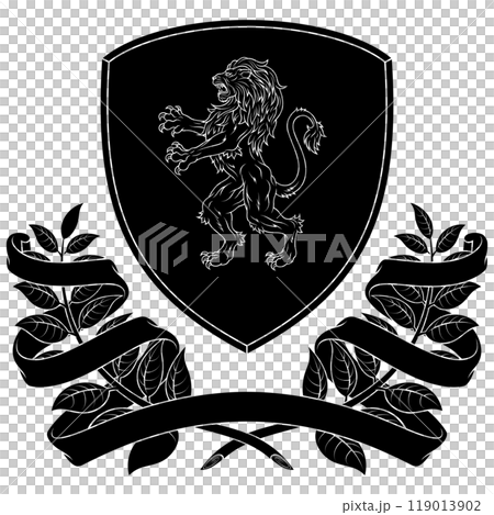 Medieval Coat of Arms with rampant lion 119013902