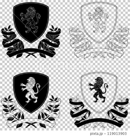Medieval Coat of Arms with rampant lion 119013903