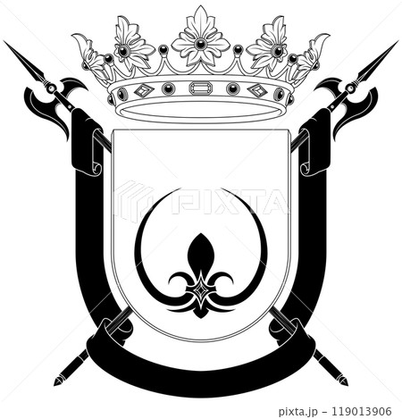Medieval coat of arms with crown 119013906