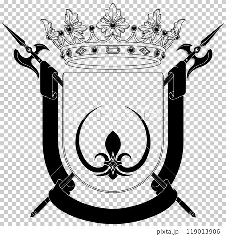 Medieval coat of arms with crown 119013906