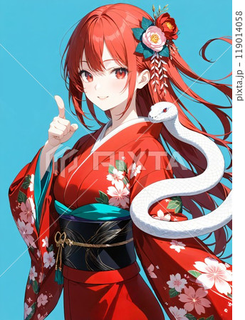【年賀状】2025年年賀状イラスト素材　巳年　（AI画像） 119014058