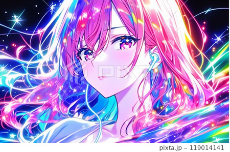 夜空を見上げる少女 119014141