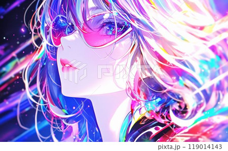 美しい女性の横顔のイラスト 119014143