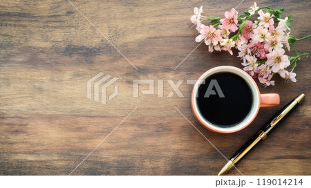 coffee with flowers coffee with flowers 119014214