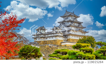 Himeji Castle white heron castle autumn, Japan, Unesco World Heritage Site Himeji castle, Japan, An elegant and impregnable samurai fortress, Hyogo, Himeji Castle, Japan. Himeji Castle white heron castle autumn, Japan, Unesco World Heritage Site Himeji castle, Japan, An elegant and impregnable samurai fortress, Hyogo, Himeji Castle, Japan. 119015264