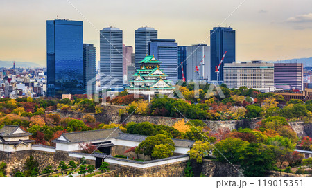 Osaka Castle beautiful attraction ancient architecture landmark, Osaka Castle in autumn, Landscape view osaka castle museum, Osaka City, Kansai, Japan. Osaka Castle beautiful attraction ancient architecture landmark, Osaka Castle in autumn, Landscape view osaka castle museum, Osaka City, Kansai, Japan. 119015351