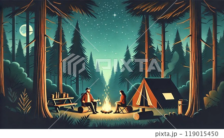 夜のキャンプ 119015450