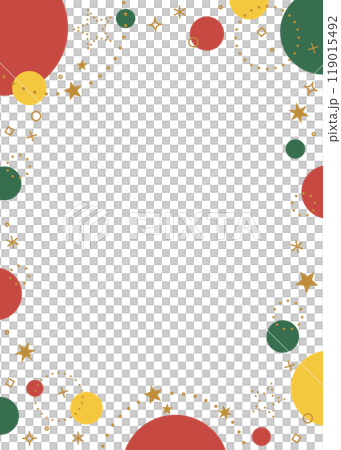 冬のデコレーションフレーム、星とキラキラの装飾、クリスマスカラー、縦向き背景 119015492