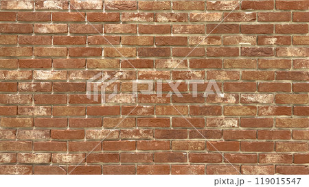 茶色の風化し古びたレンガが埋め込まれた壁の表面の横長の背景画像 119015547
