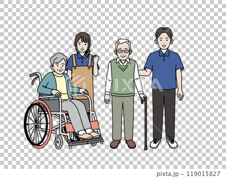 老年人和護理人員的插圖 老年人和護理人員的插圖 119015827