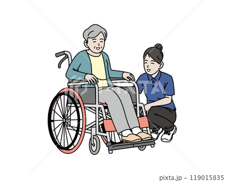 高齢者と介護士のイラスト 119015835