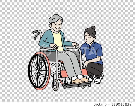 老年人和護理人員的插圖 119015835