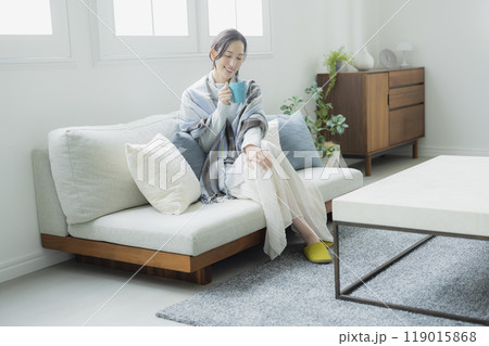 冬のリビングの女性 冬のリビングの女性 119015868