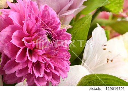Bouquet of flowers, chrysanthemum, rose, lily, carnation. 119016303