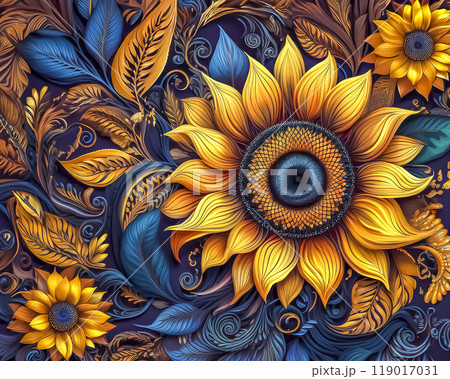 向日葵の背景イメージ素材 向日葵の背景イメージ素材 119017031