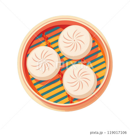 セイロに入った肉まんのイラスト6／チラシやポスター用素材 119017106