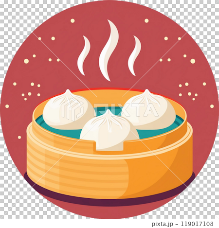 蒸籠裡的肉包子插圖1 / 傳單和海報材料 119017108