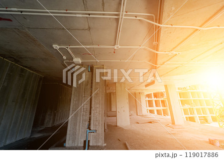 A new modern multi-storey residential building under construction A new modern multi-storey residential building under construction 119017886