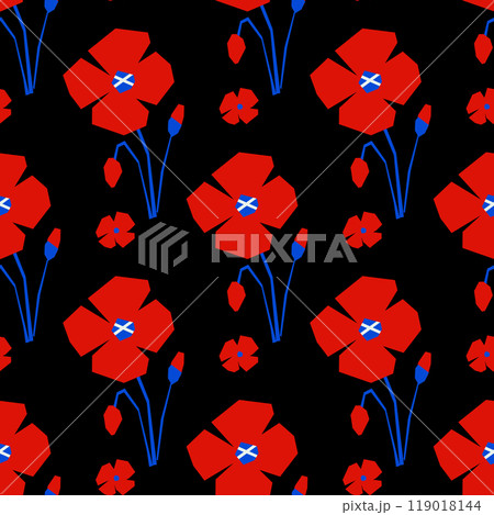 Seamless pattern with Poppy flower shape in cutout Seamless pattern with Poppy flower shape in cutout 119018144