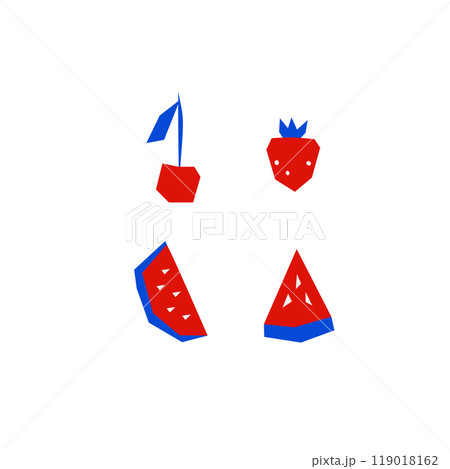 Abstract Strawberry Watermelon slice and Cherry 119018162