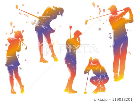 ゴルフ　シルエットイラストセット 119018201