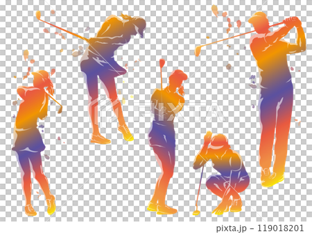 ゴルフ　シルエットイラストセット 119018201