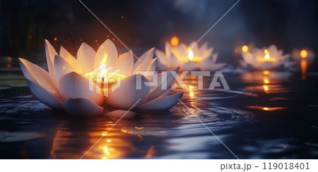 Clay Diya lamps lit during Indian Holiday Diwali, Hindu festival Clay Diya lamps lit during Indian Holiday Diwali, Hindu festival 119018401