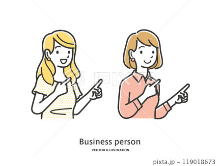 指で示す二人の女性会社員のイラスト素材 119018673