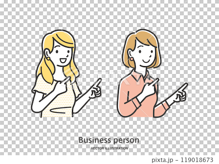 指で示す二人の女性会社員のイラスト素材 119018673