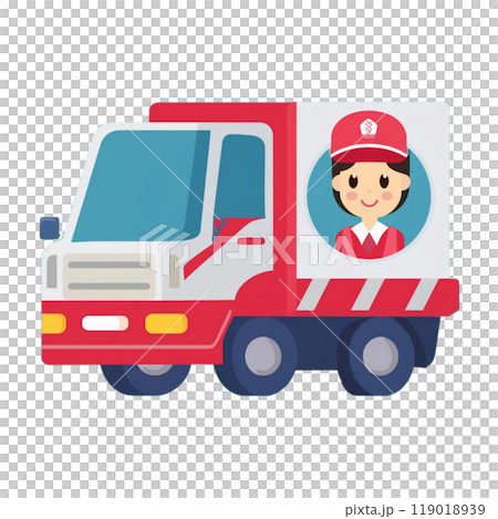 人物マークのついたかわいいトラック/チラシやポスター用素材 人物マークのついたかわいいトラック/チラシやポスター用素材 119018939