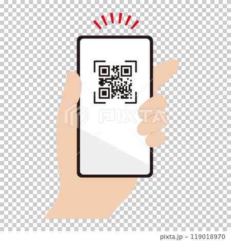 スマホでQRコード決済をするイラスト 119018970