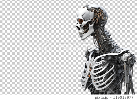 Illustration of a skeleton-like robot on a white background 119018977