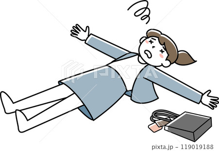 倒れているスーツを着た若い女性 119019188