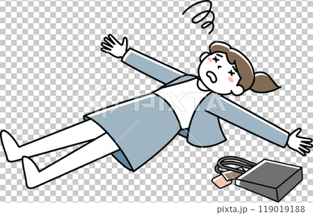 倒れているスーツを着た若い女性 119019188