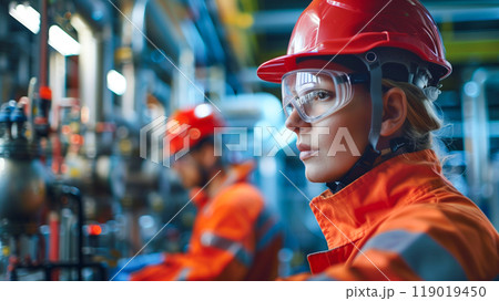 現代の工場で精密工学を行う作業員のイメージ 119019450