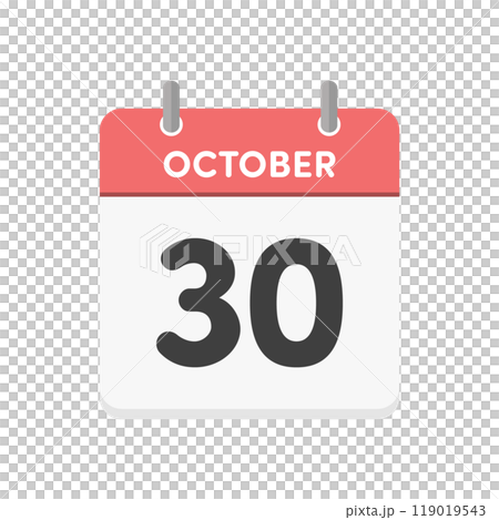 10 月 30 日/10 月 30 日每日日曆圖示 - 帶有 10 月 30 日日期的簡單日曆 119019543