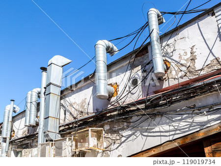 Air vent ducts of air conditioning and ventilation system on the building 119019734