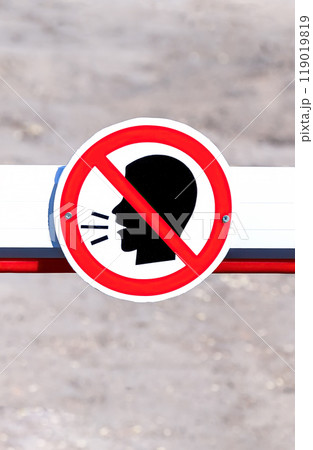 Sound signals are prohibited, Ban honking. Road sign. Do not shout, shout up 119019819