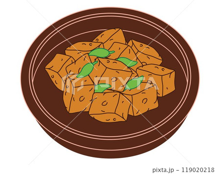 Tahu Sumedang Indonesia Western Java traditional dish street food snack fried tofu food design icon set colorful 119020218