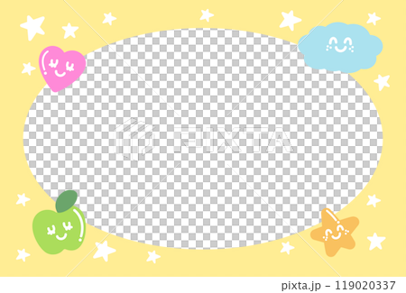 Cute yellow frame with apple, star, heart, cloud for polaroid frame, social media post, poster, post card, rectangle template, book cover, sticky note, banner, name tag, nature, fruit, spring, summer Cute yellow frame with apple, star, heart, cloud for polaroid frame, social media post, poster, post card, rectangle template, book cover, sticky note, banner, name tag, nature, fruit, spring, summer 119020337