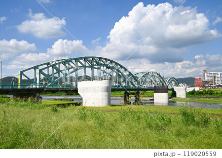 架け替え工事をしている橋 【栃木県足利市(渡良瀬川/中橋)】 架け替え工事をしている橋 【栃木県足利市(渡良瀬川/中橋)】 119020559
