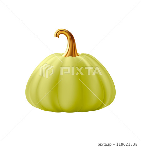 3d realistic pumpkin. Green pumpkin with golden stem. 3d realistic pumpkin. Green pumpkin with golden stem. 119021538
