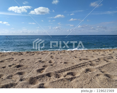 Fenals beach in Lloret de Mar in the Costa Brava, Catalonia at Spain Fenals beach in Lloret de Mar in the Costa Brava, Catalonia at Spain 119021569