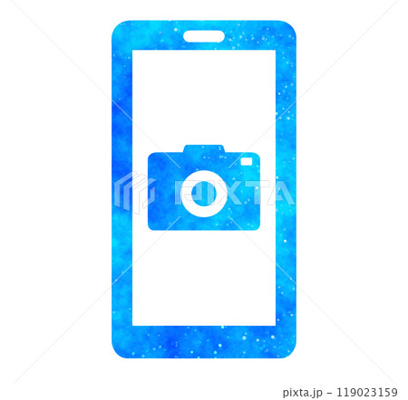 青い星空｜スマホとカメラアイコン	 119023159
