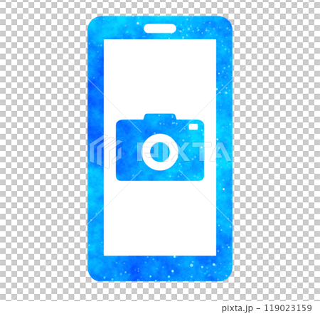 青い星空｜スマホとカメラアイコン	 119023159