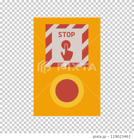 Illustration of an emergency stop button on a station platform Illustration of an emergency stop button on a station platform 119023461