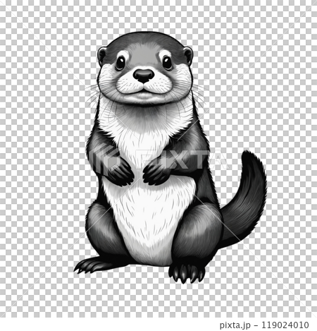 カワウソのイラスト│かわうそ│動物│004 119024010